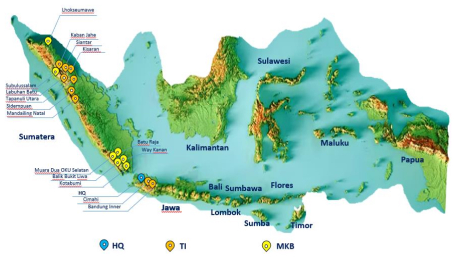 Indonesia Map with Location Markers