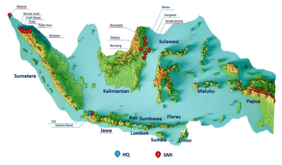 Indonesia Map with Location Markers